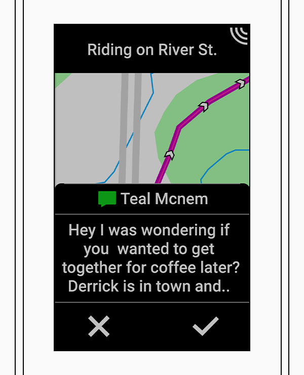 Rider-to-rider Messaging screen